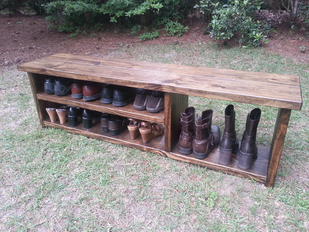 Coastal Oak Designs Wooden Bench For Shoes And Boots
